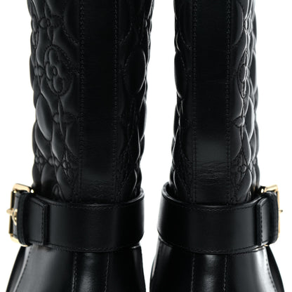 Louis Vuitton Calfskin Embossed Monogram Rebellion Half Boots 37 Black 9 of 10