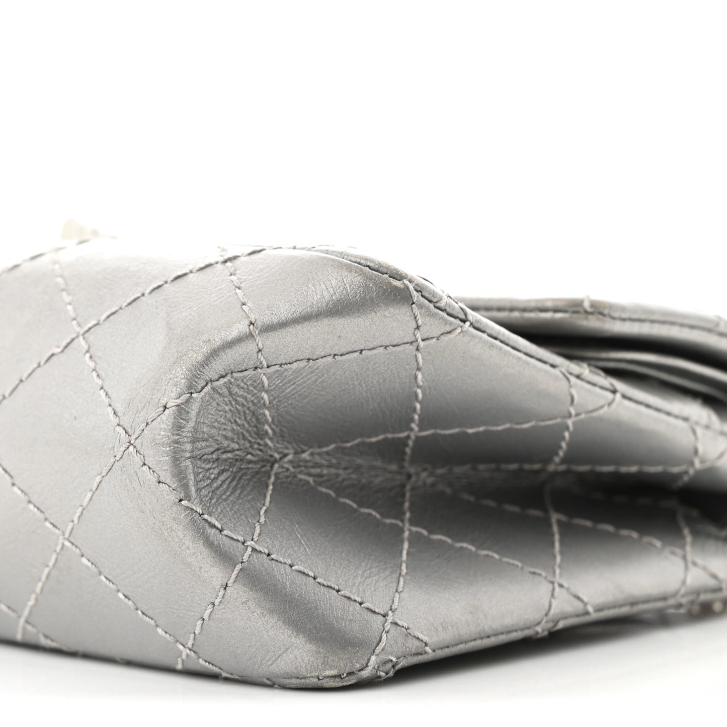 Metallic Aged Calfskin Quilted 2.55 Reissue Mini Flap Silver