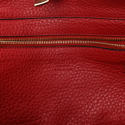 Valentino Garavani Pebbled Calfskin Medium Rockstud Tote Red 5 of 8