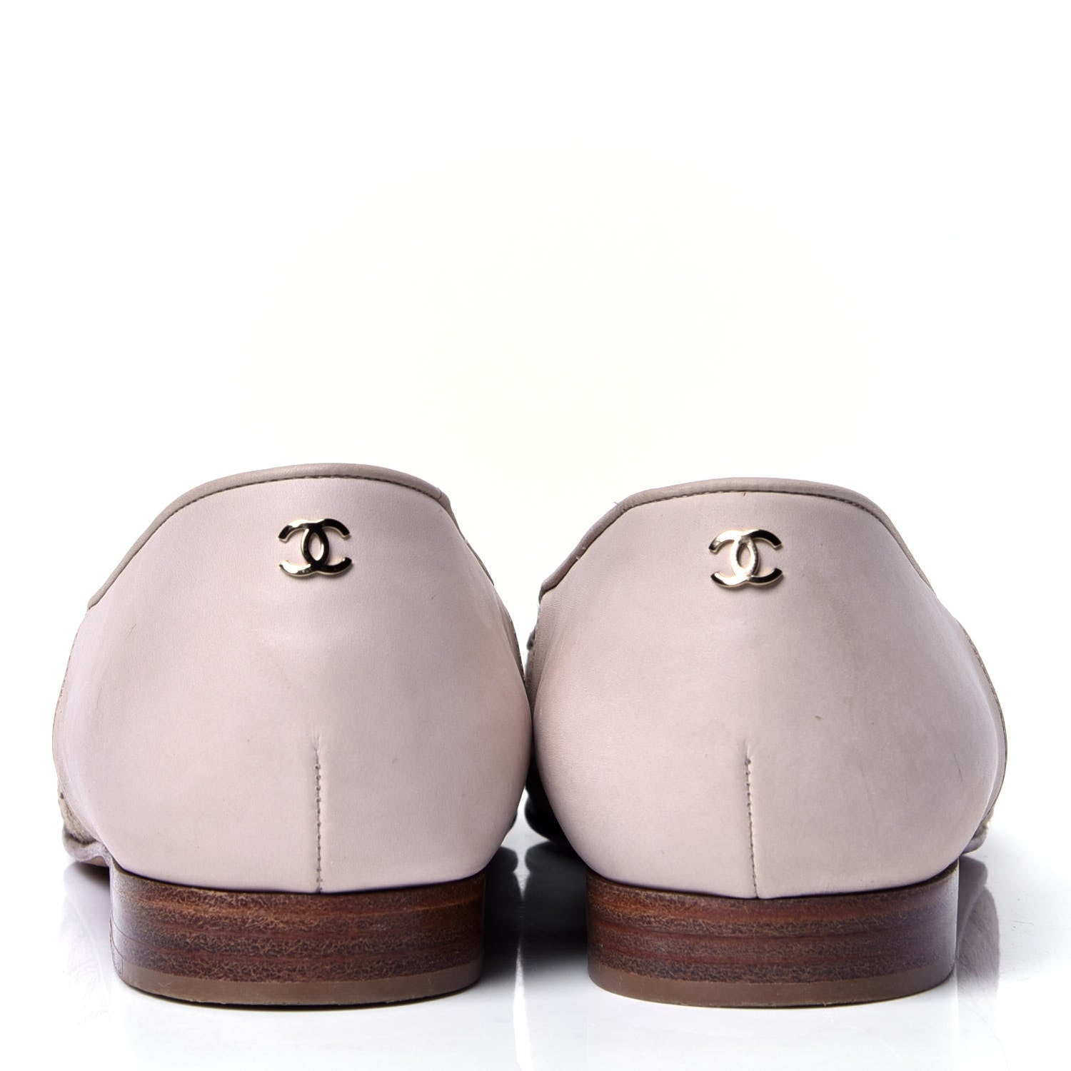Chanel Toile Oily Calfskin CC Cap Toe Ballerina Flats 36.5 Beige Pink 4 of 6