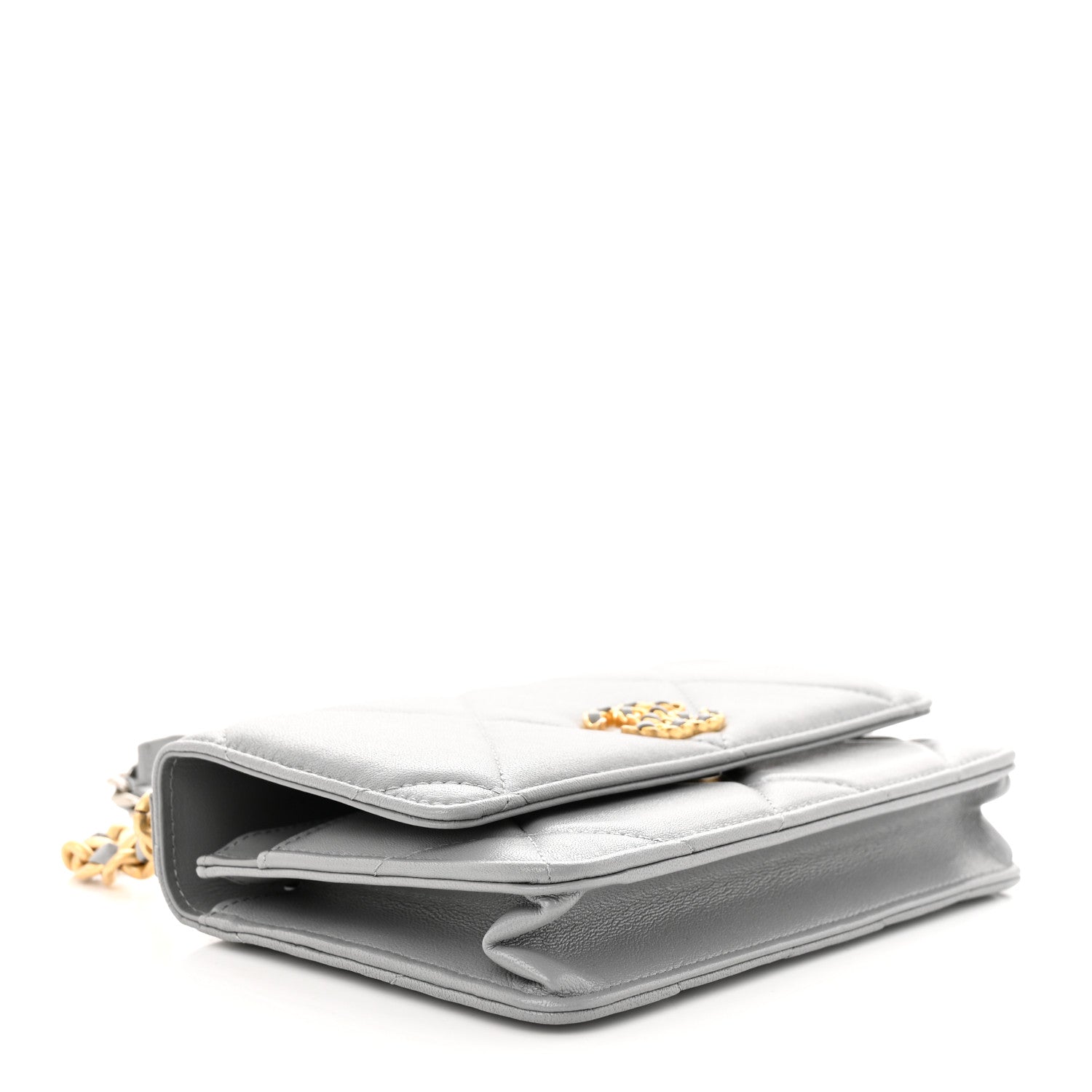 Chanel Lambskin Quilted Chanel 19 Wallet On Chain WOC Grey 4 of 12