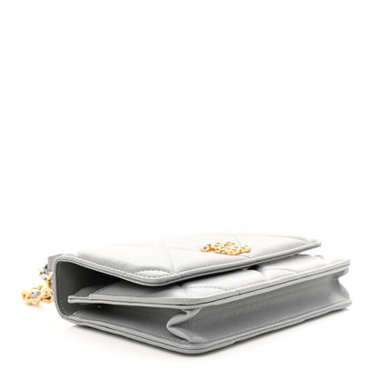 Chanel Lambskin Quilted Chanel 19 Wallet On Chain WOC Grey 4 of 12