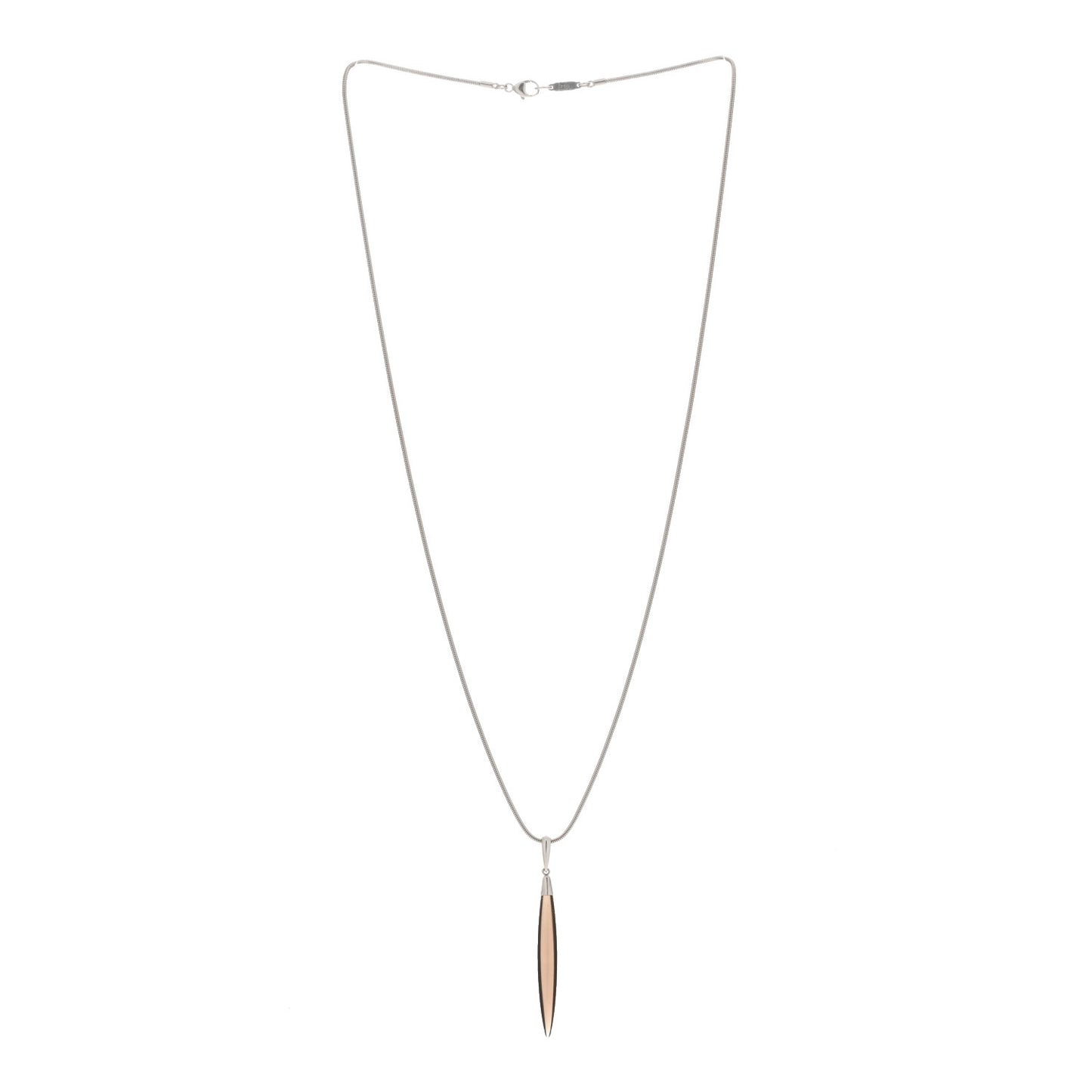 18K White Gold Smoky Quartz Feather Pendant Necklace