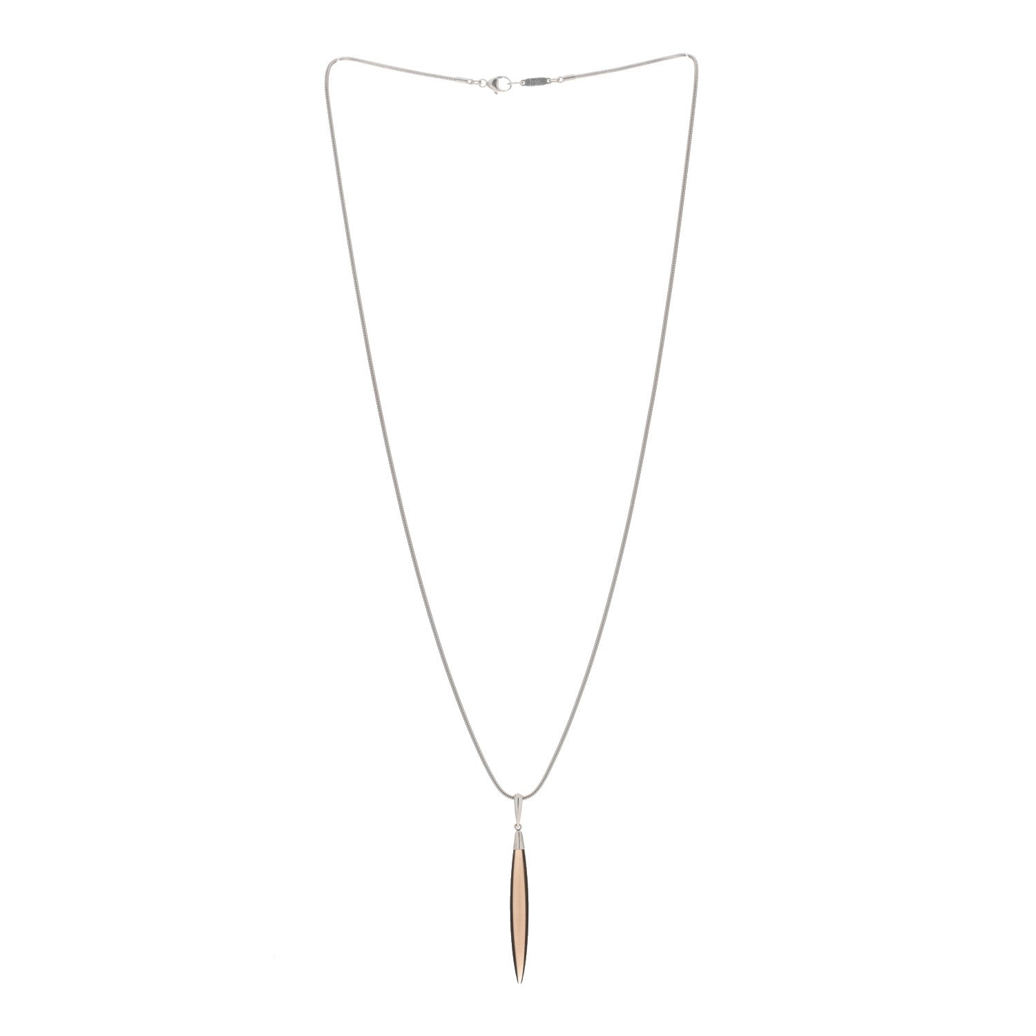 Tiffany 18K White Gold Smoky Quartz Feather Pendant Necklace 2 of 3