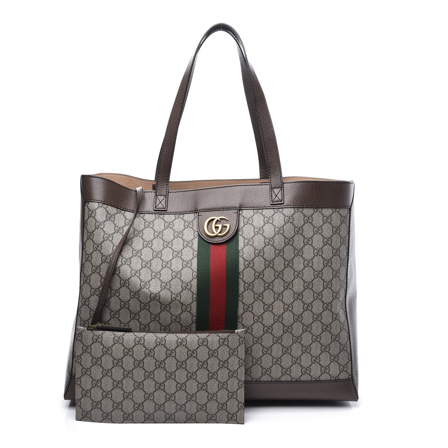 Gucci GG Supreme Monogram Web Large Ophidia Tote Brown 1 of 12