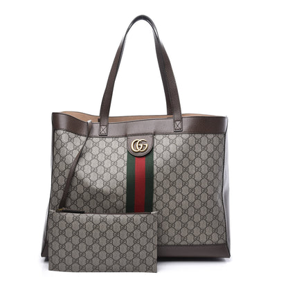 Gucci GG Supreme Monogram Web Large Ophidia Tote Brown 1 of 12
