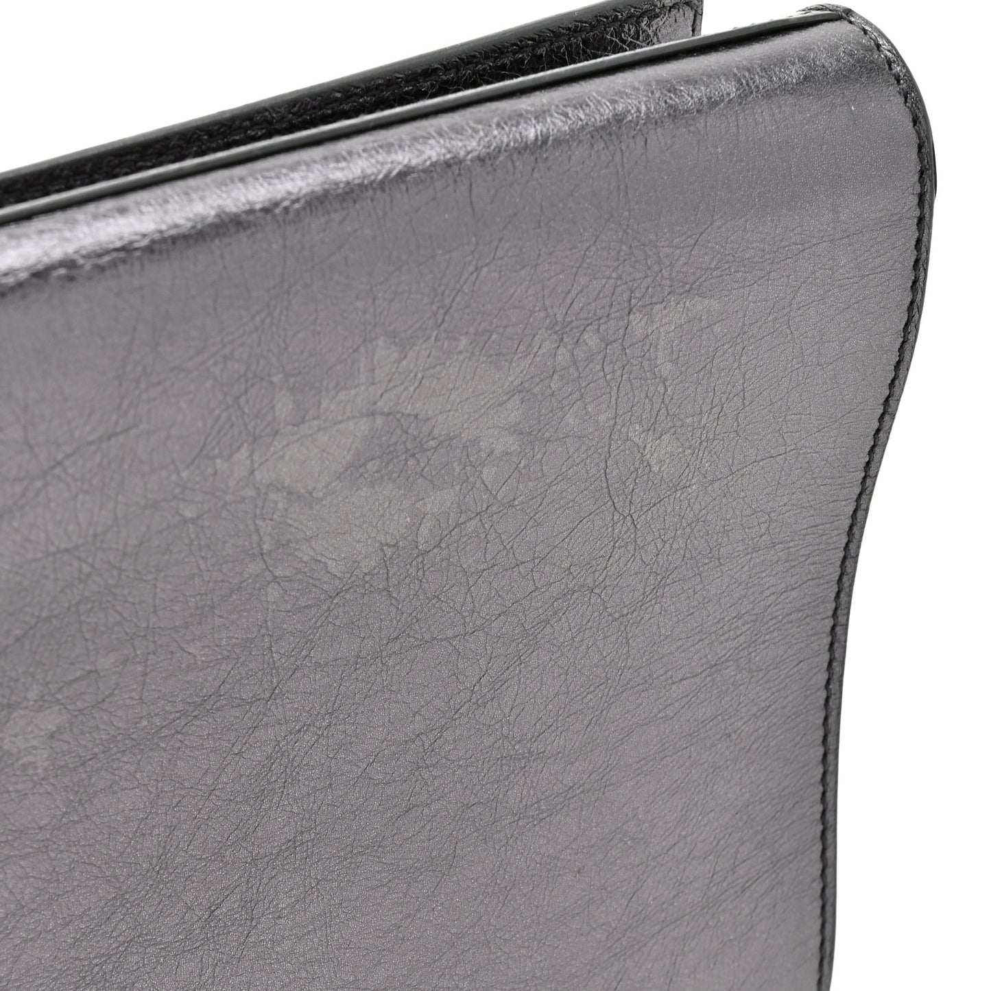 Metallic Calfskin Large Belle De Jour Clutch Dark Silver