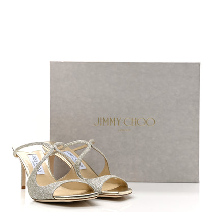 Jimmy Choo Dusty Glitter Anise 75 Sandals 38.5 Platinum Ice 8 of 8