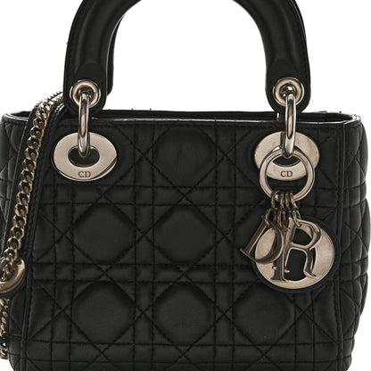Christian Dior CHRISTIAN DIOR Lambskin Cannage Mini Lady Dior Black 7 of 10