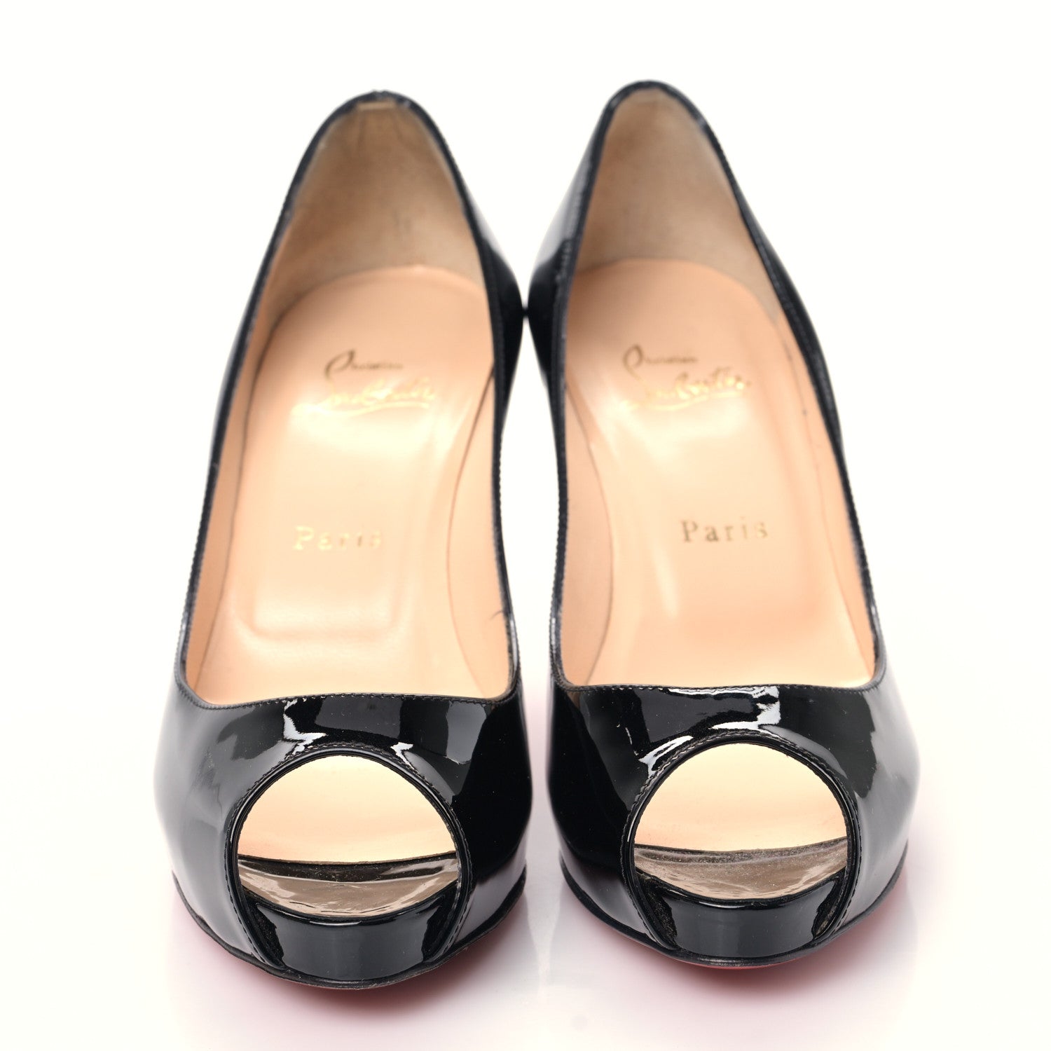 Christian Louboutin Patent Calfskin Mater Claude 85 Peep Toe Pumps 37.5 Black 2 of 8