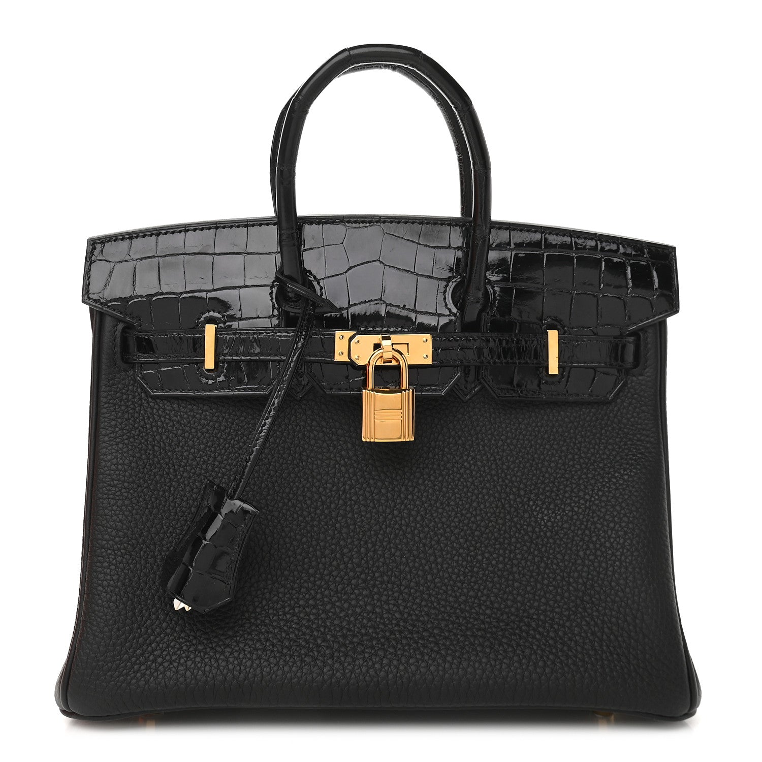 Hermes Togo Shiny Niloticus Crocodile Birkin Touch 25 Black 1 of 9
