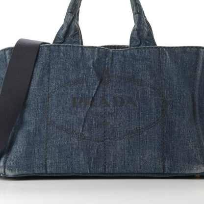 Prada Denim Logo Tote Avio 8 of 14