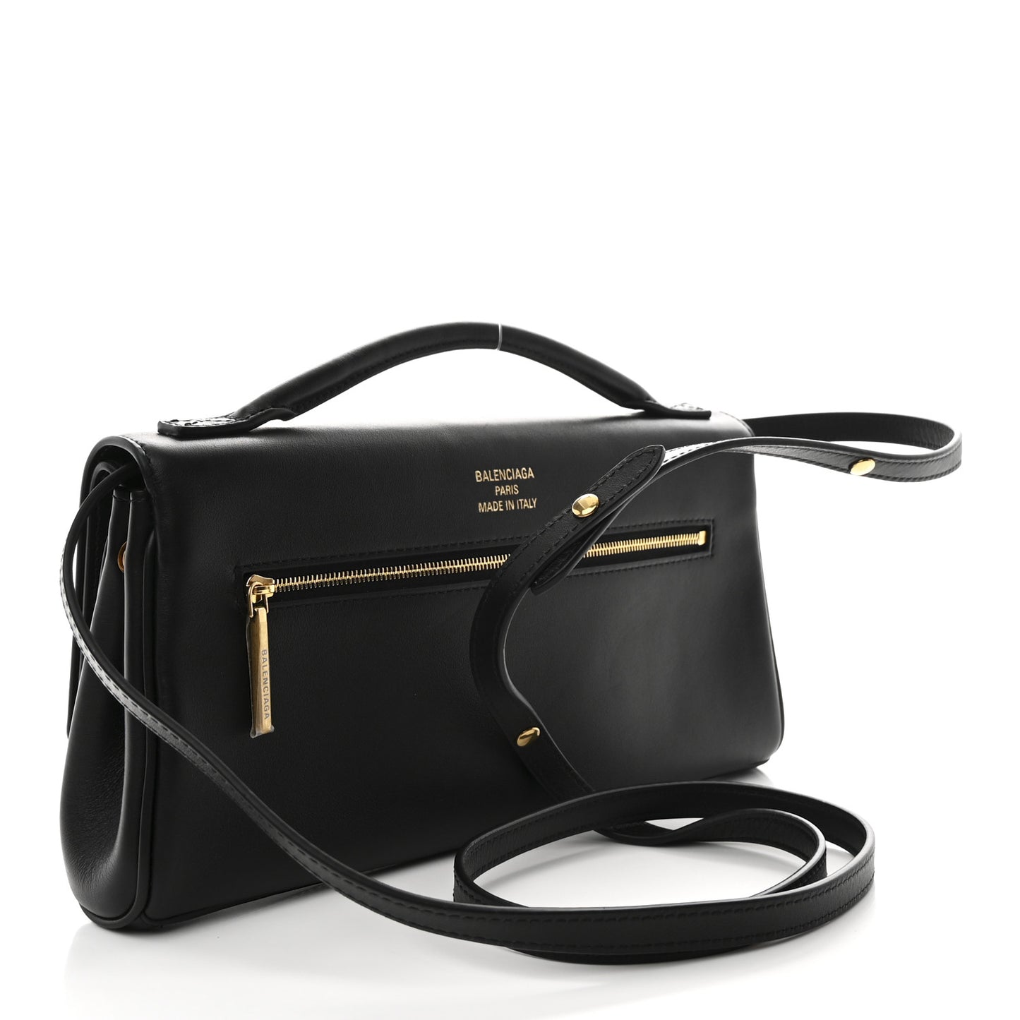 Smooth Calfskin Small Bel Air Clutch On Strap Black
