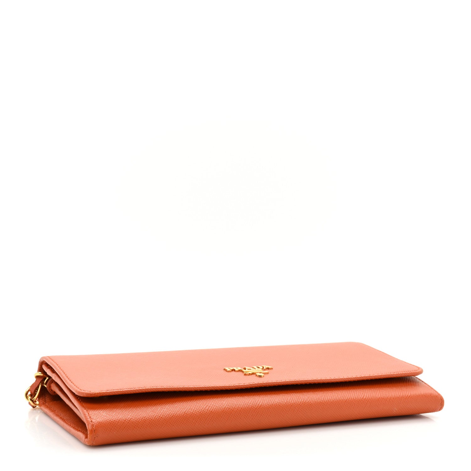 Prada Saffiano Metal Oro Chain Wallet Papaya 4 of 15