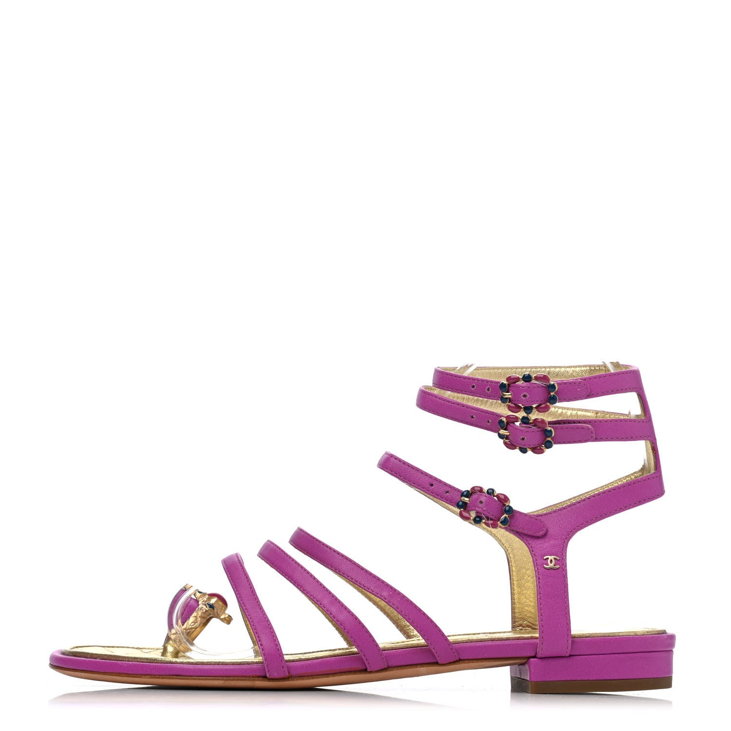 Chanel Lambskin Gripoix Flat Sandals 39 Purple 1 of 4