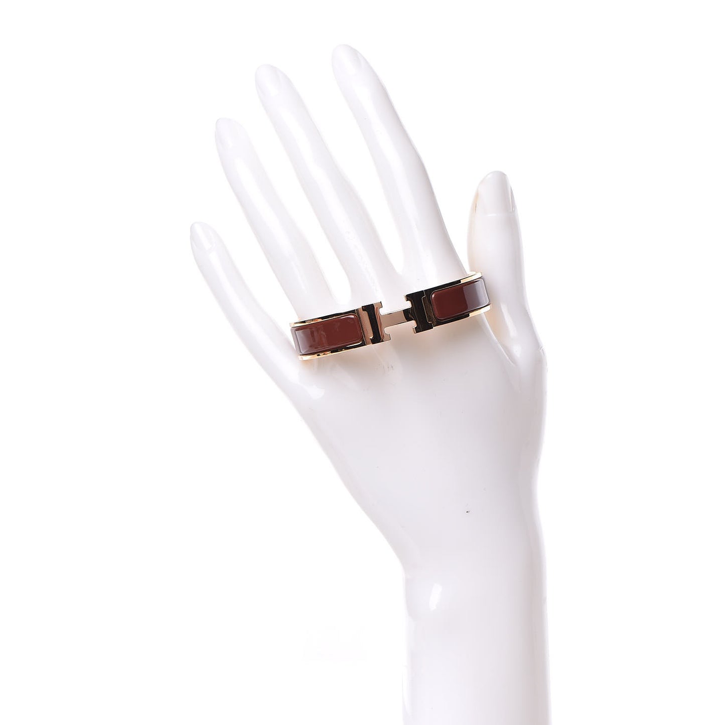 Enamel Narrow Clic Clac H Bracelet PM Acajou