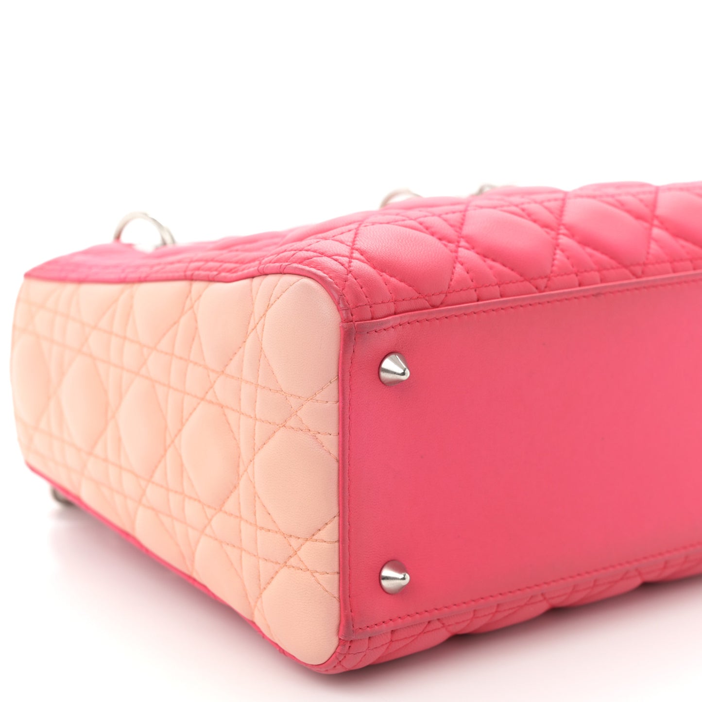 Lambskin Cannage Tri-Color Medium Lady Dior Orange Riviera Fuchsia Cosmopolitan Lipstick Natural