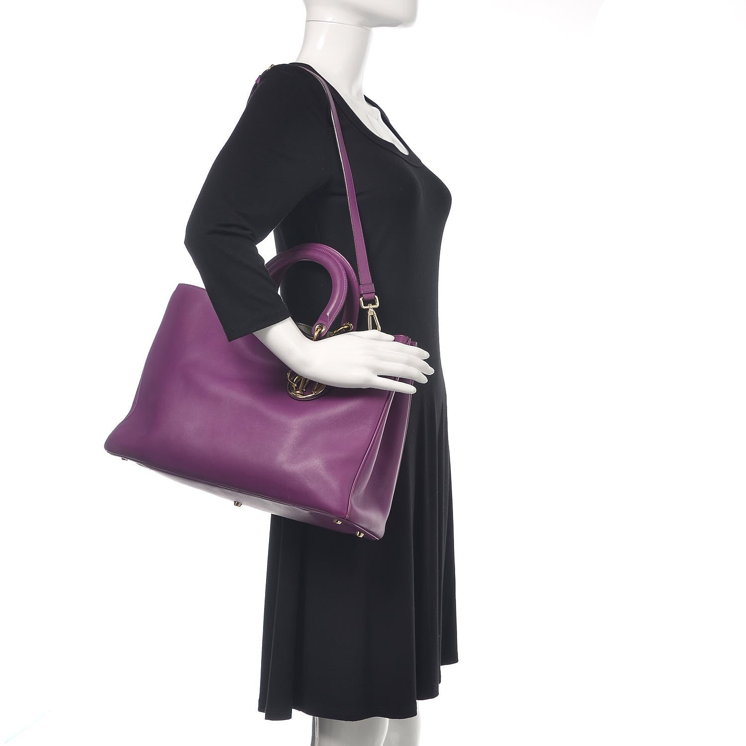 Christian Dior Smooth Calfskin Large Diorissimo Tote Purple 2 of 12