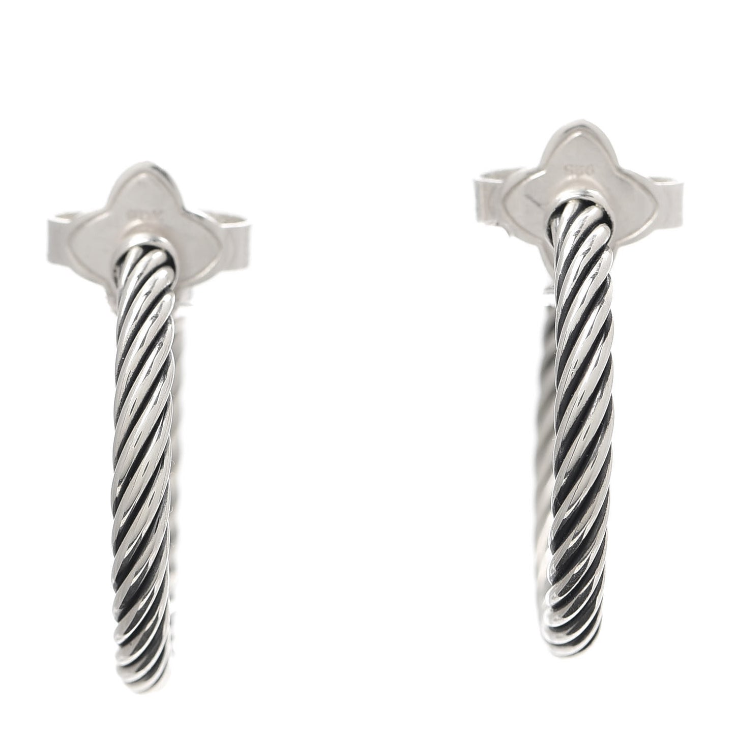 Sterling Silver Sculpted Cable Hoop Earrings