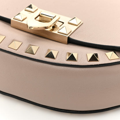 Valentino Garavani Vitello Rockstud Flip Lock Flap Saddle Crossbody Bag Poudre 11 of 12
