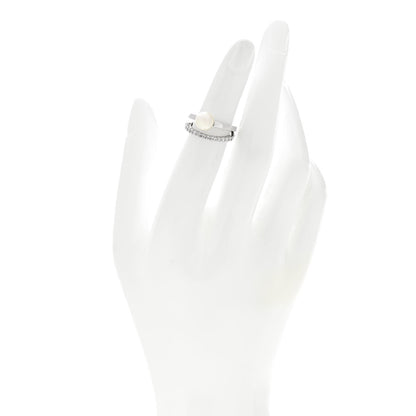 Mikimoto 18K White Gold Diamond Akoya Pearl 7mm Open Band Ring 47 4.25 2 of 6