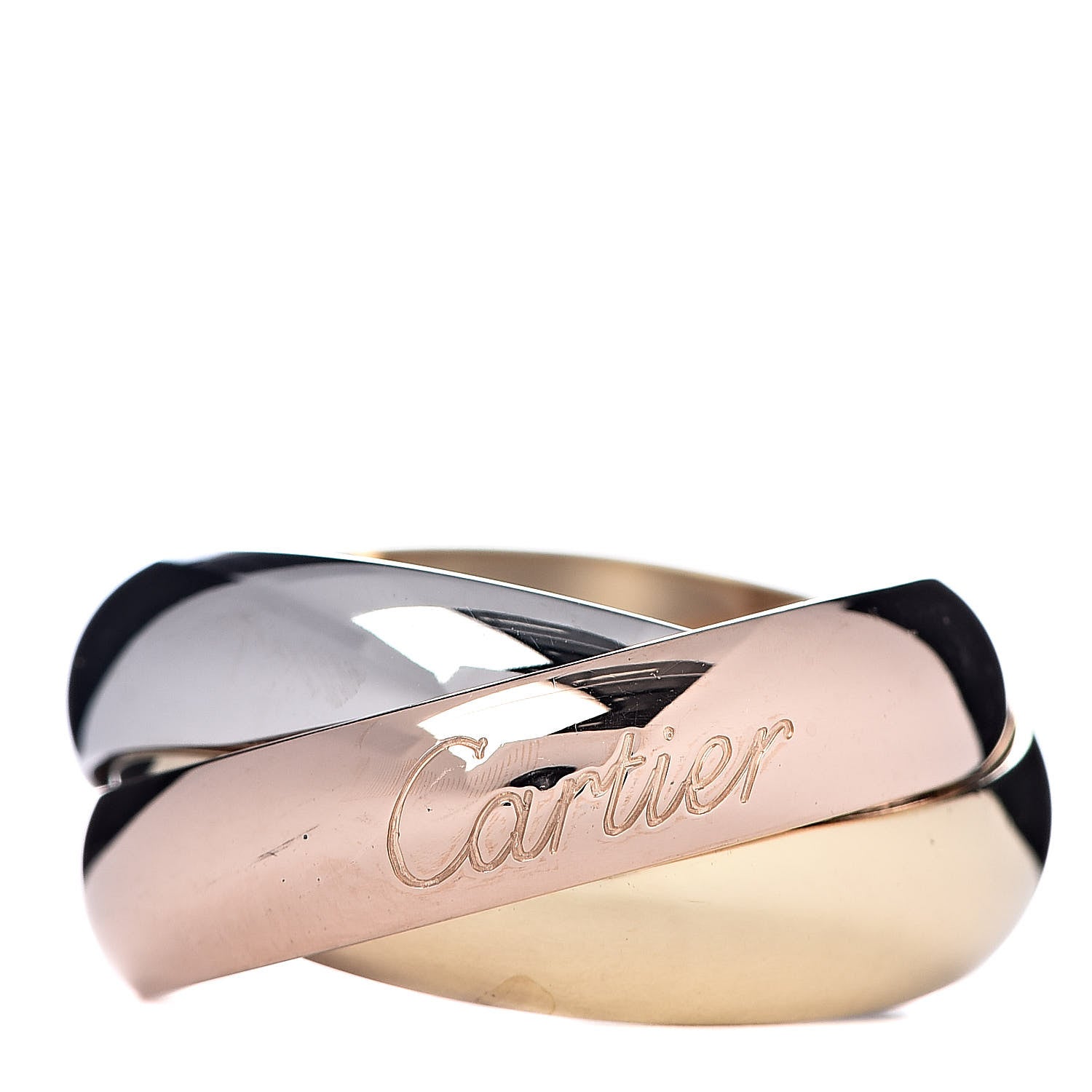 Cartier 18K Pink Yellow White Gold Large Trinity Ring 55 7.25 1 of 4