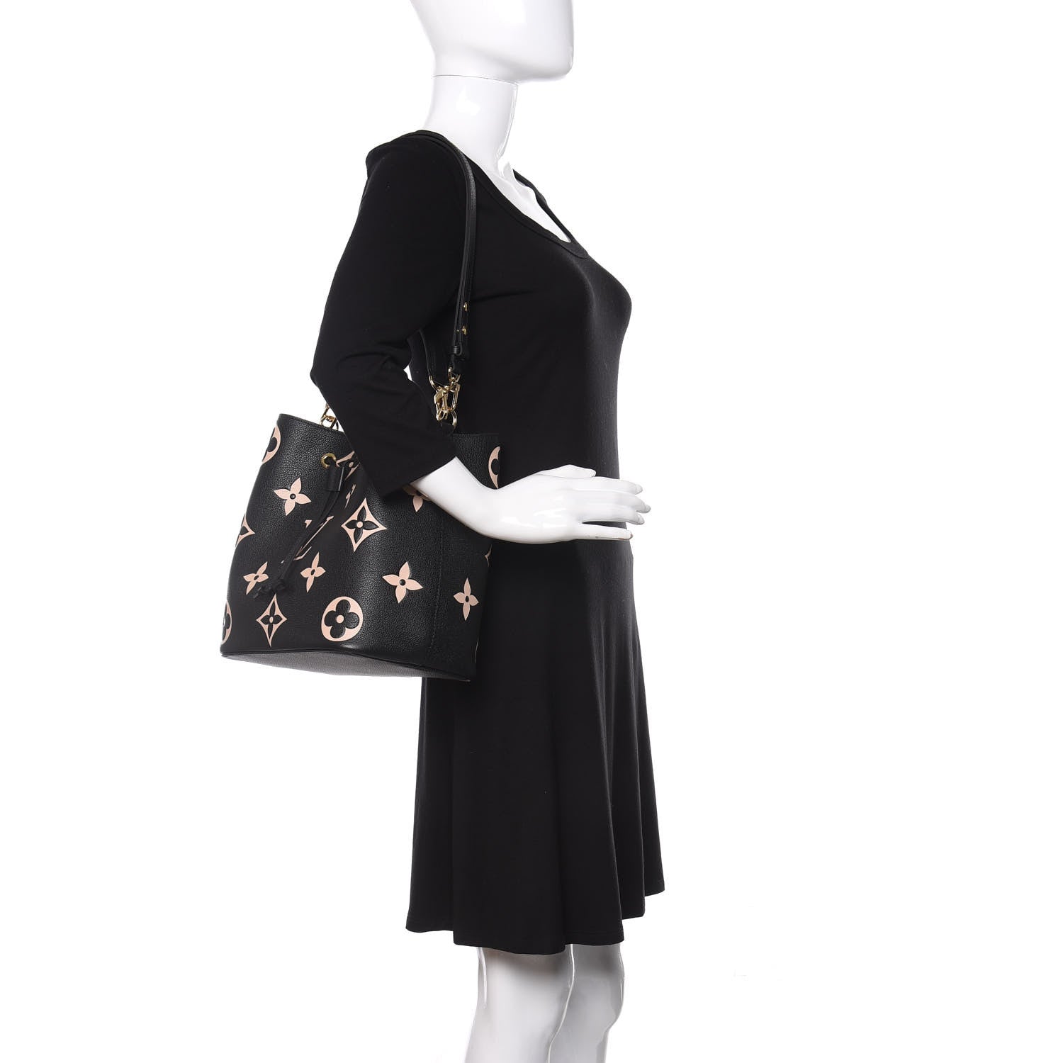 Louis Vuitton Empreinte Monogram Giant Neonoe MM Black Beige 2 of 9