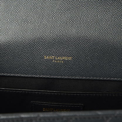 Saint Laurent Grain De Poudre Textured Mixed Matelasse Triquilt Medium Monogram Satchel Dark Smog 6 of 9