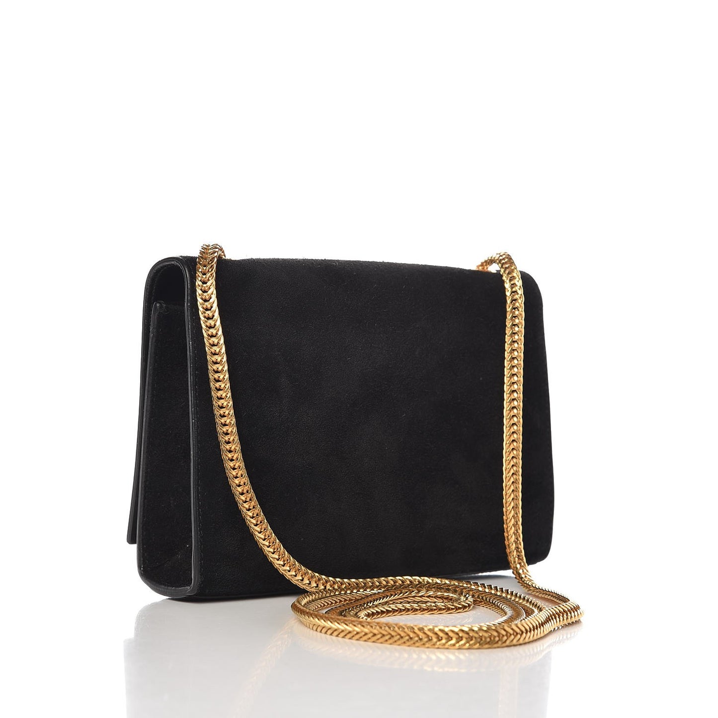 Suede Small Classic Monogram Kate Tassel Satchel Black