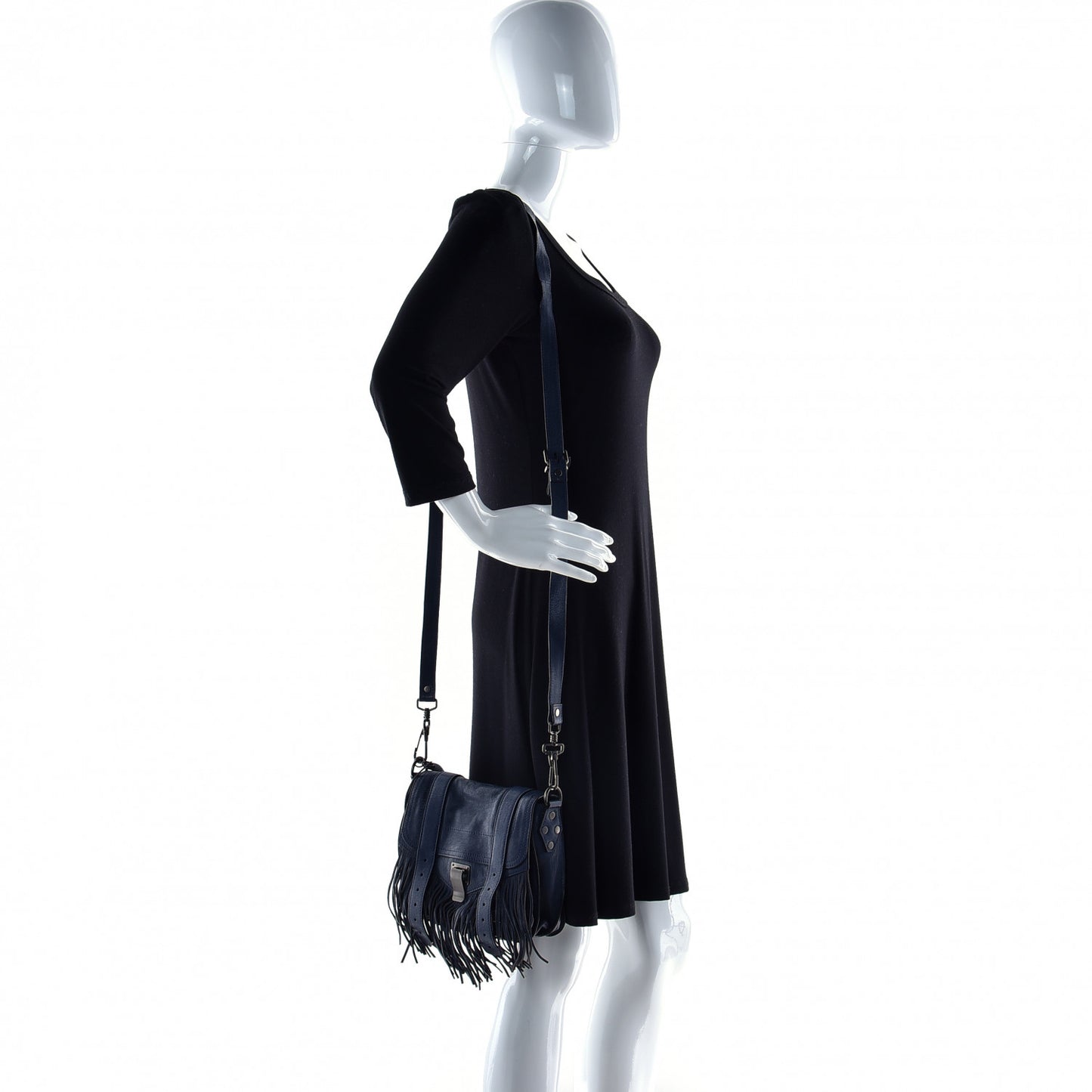 Lambskin Fringe PS1 Crossbody Pouch Midnight
