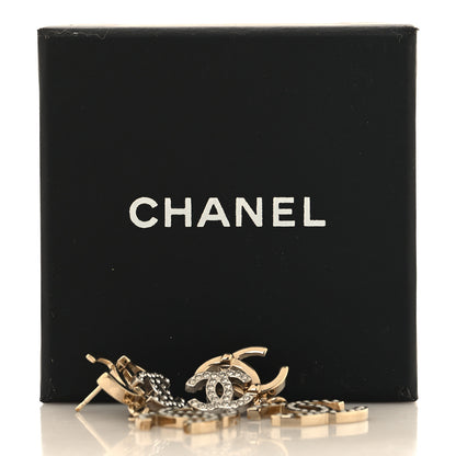 Chanel Crystal Pearl Double CC Drop Earrings Gold Silver 5 of 5