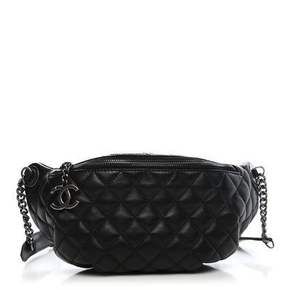 Chanel Calfskin Quilted Banane Waist Bag Fanny Pack Black 2 of 16