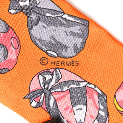 Hermes Silk Jockey Twilly Gris Perle Orange Vert 3 of 5