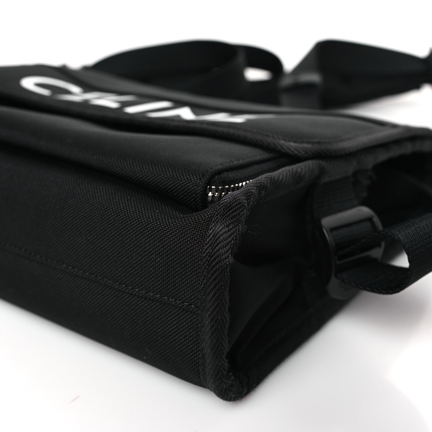 Celine Cotton Gabardine Logo Print Messenger Bag Black 8 of 8