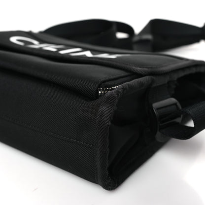 Celine Cotton Gabardine Logo Print Messenger Bag Black 8 of 8