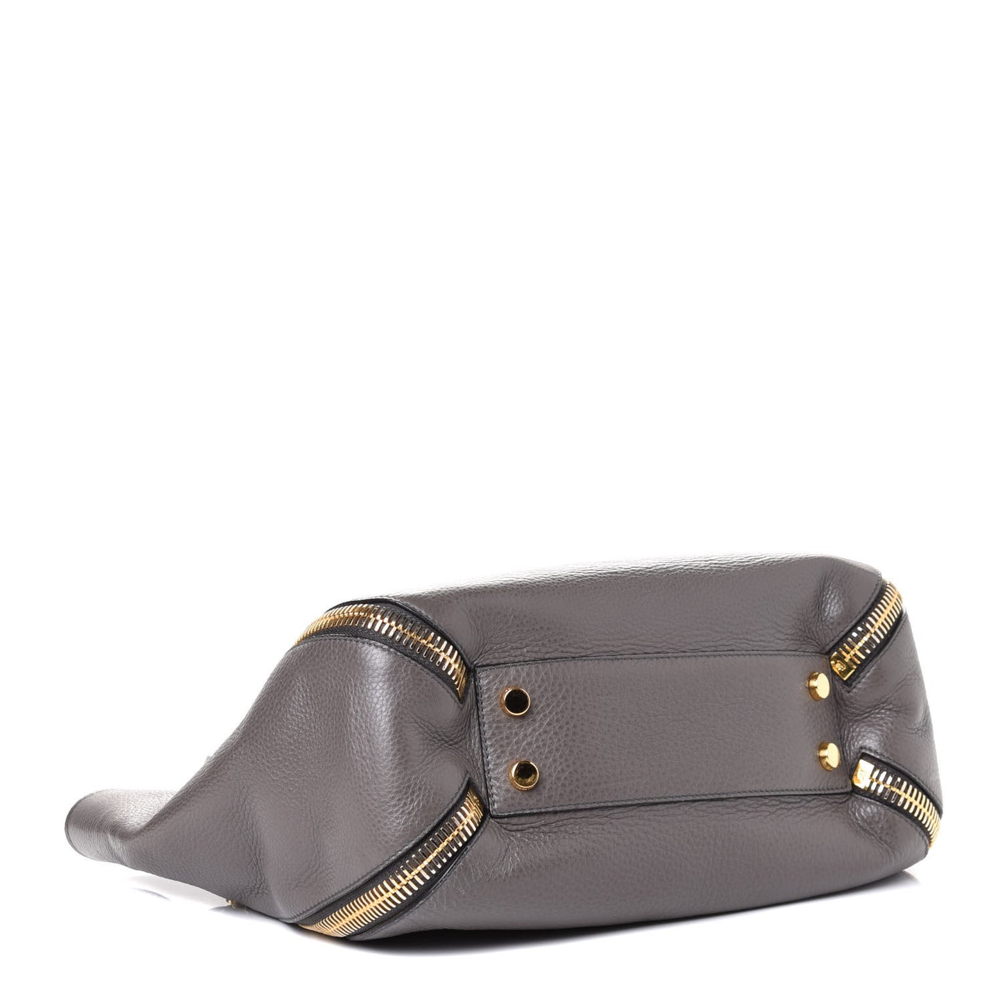 Grained Calfskin Sedgwick Medium Zipper Tote Grey
