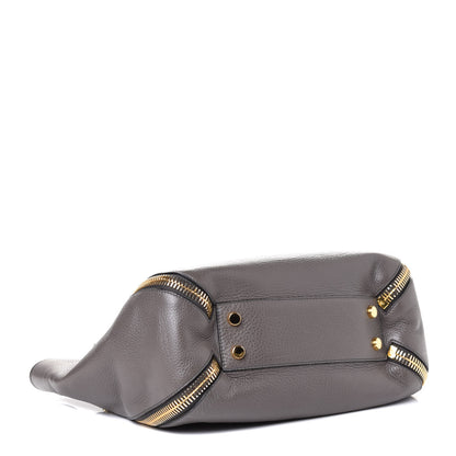 Tom Ford Grained Calfskin Sedgwick Medium Zipper Tote Grey 3 of 4