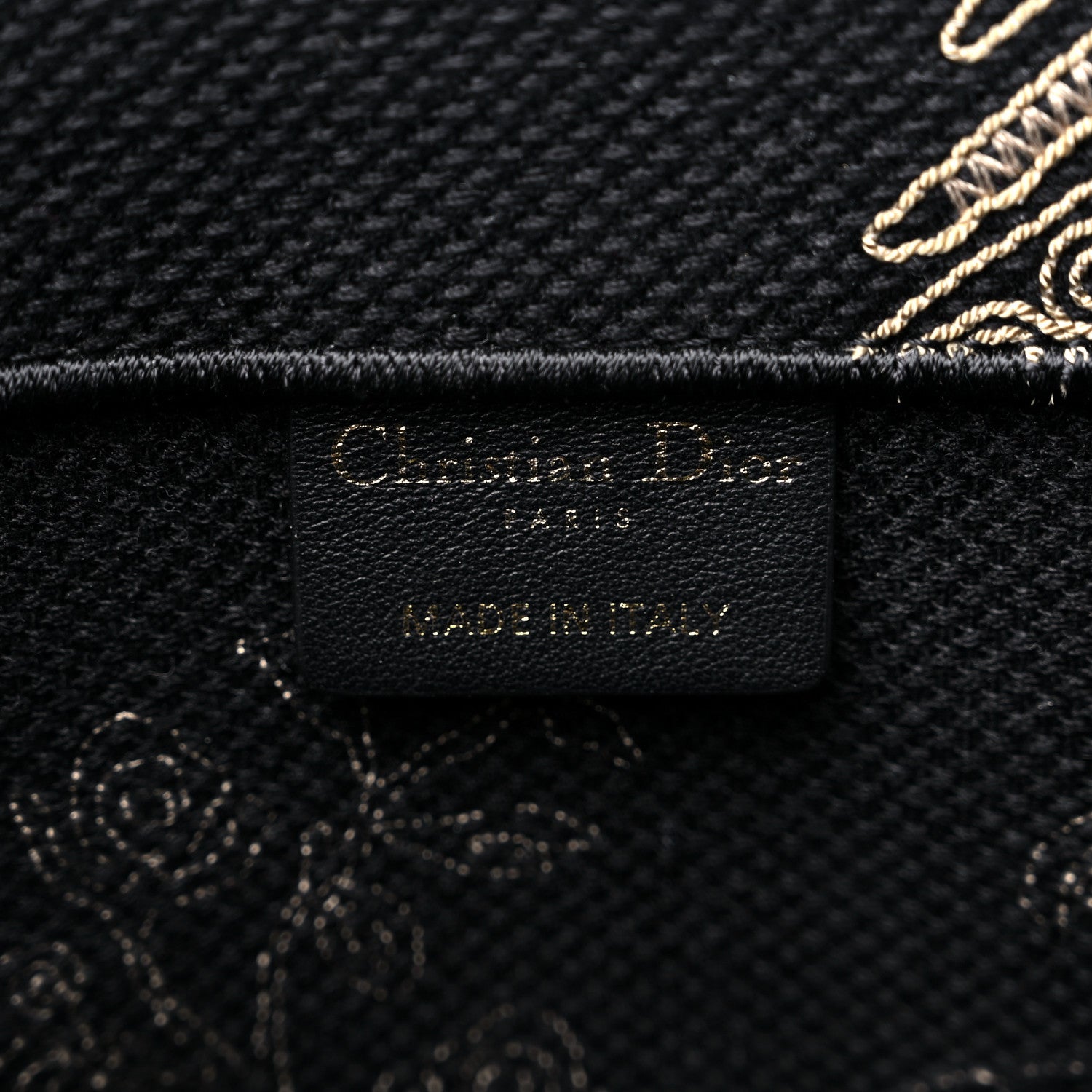 Christian Dior Canvas Embroidered Large Ornamental Cornely Book Tote Black Beige 6 of 10