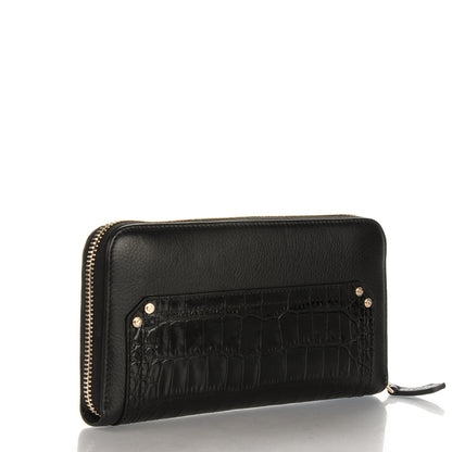 Givenchy Calfskin Crocodile Embossed Pandora Zip Around Wallet Black 3 of 8