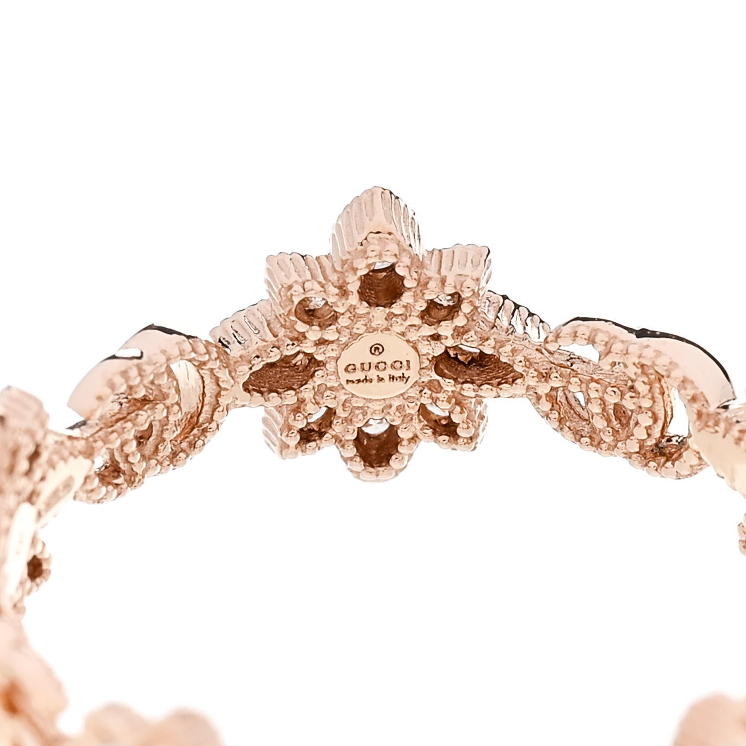 Gucci 18K Rose Gold Diamond Flora Ring 53 6.25 4 of 5
