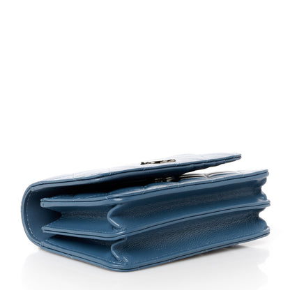 Chanel Shiny Crumpled Calfskin Strass Quilted Mini Top Handle Wallet On Chain Blue 4 of 11