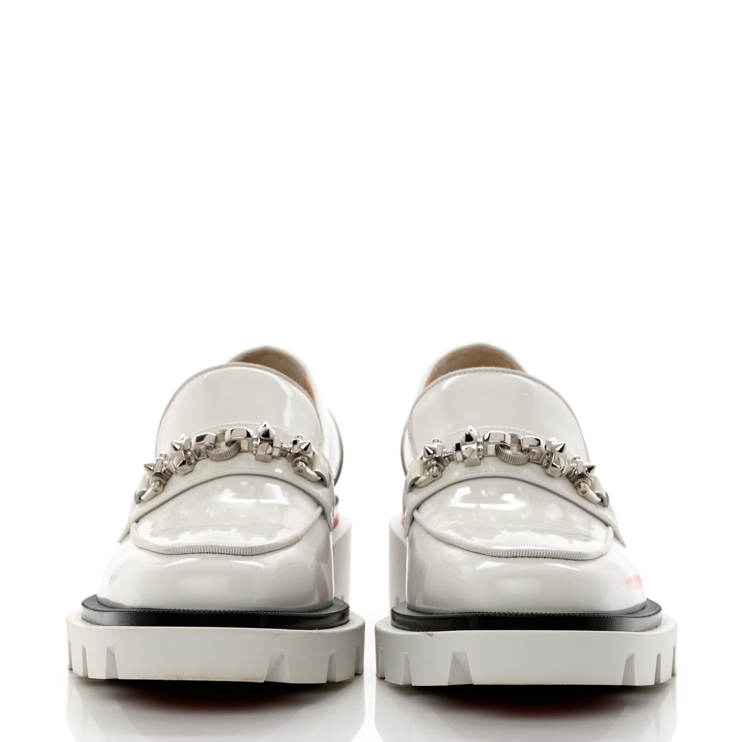Christian Louboutin Calfskin Abrasivato Womens Maxiswing Flats 40 White 2 of 9