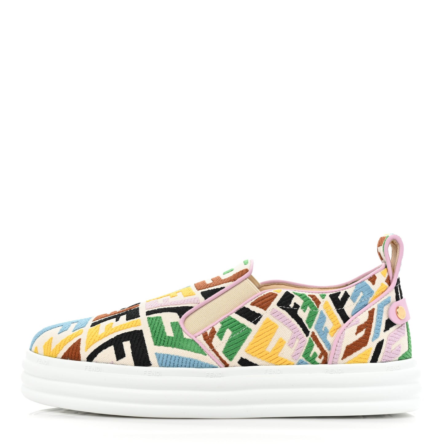 X SARA COLEMAN Canvas FF Vertigo Embroidered Womens Rise Slip On Sneakers 39 Grezzo Multicolor