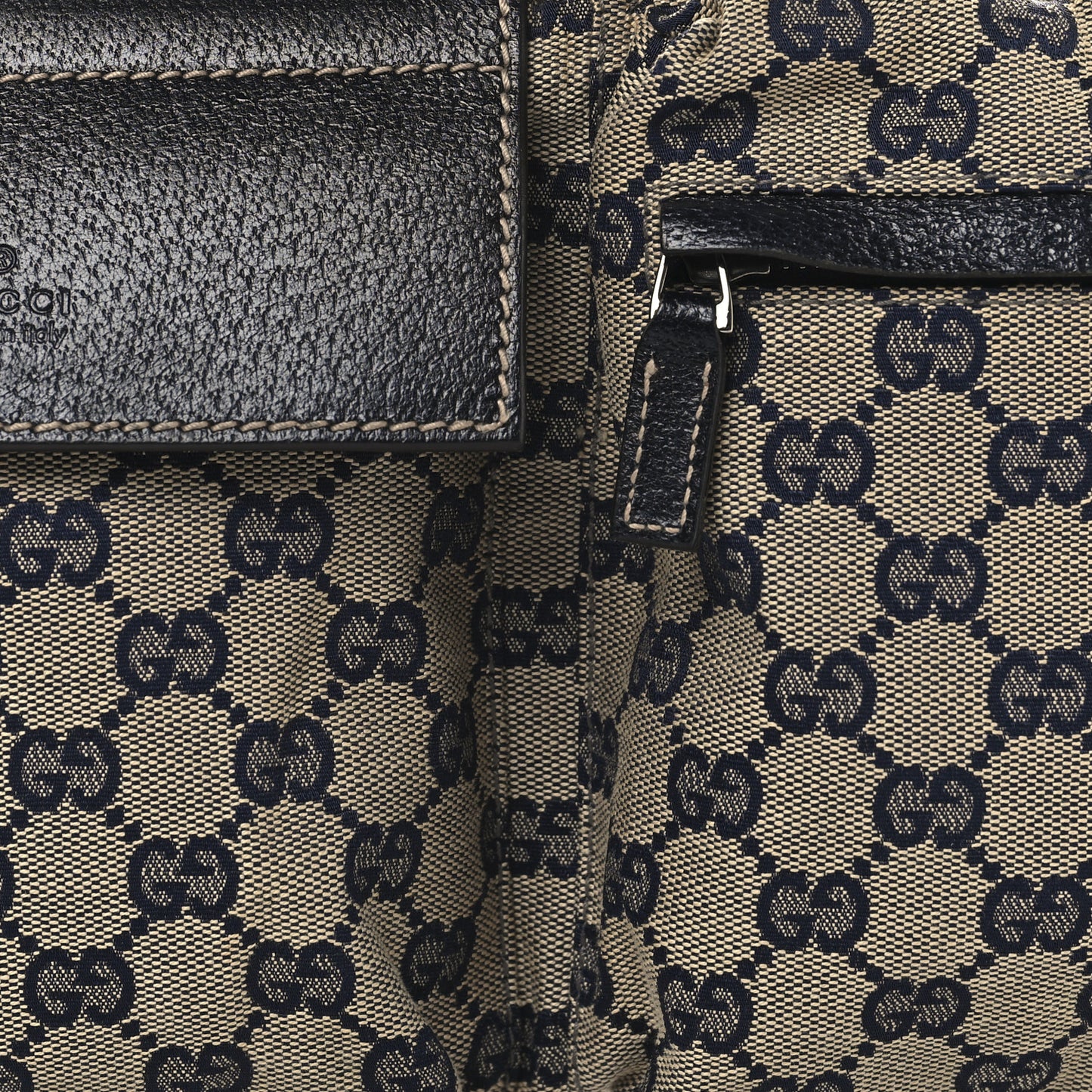 GG Monogram Web Double Pocket Belt Bag Navy