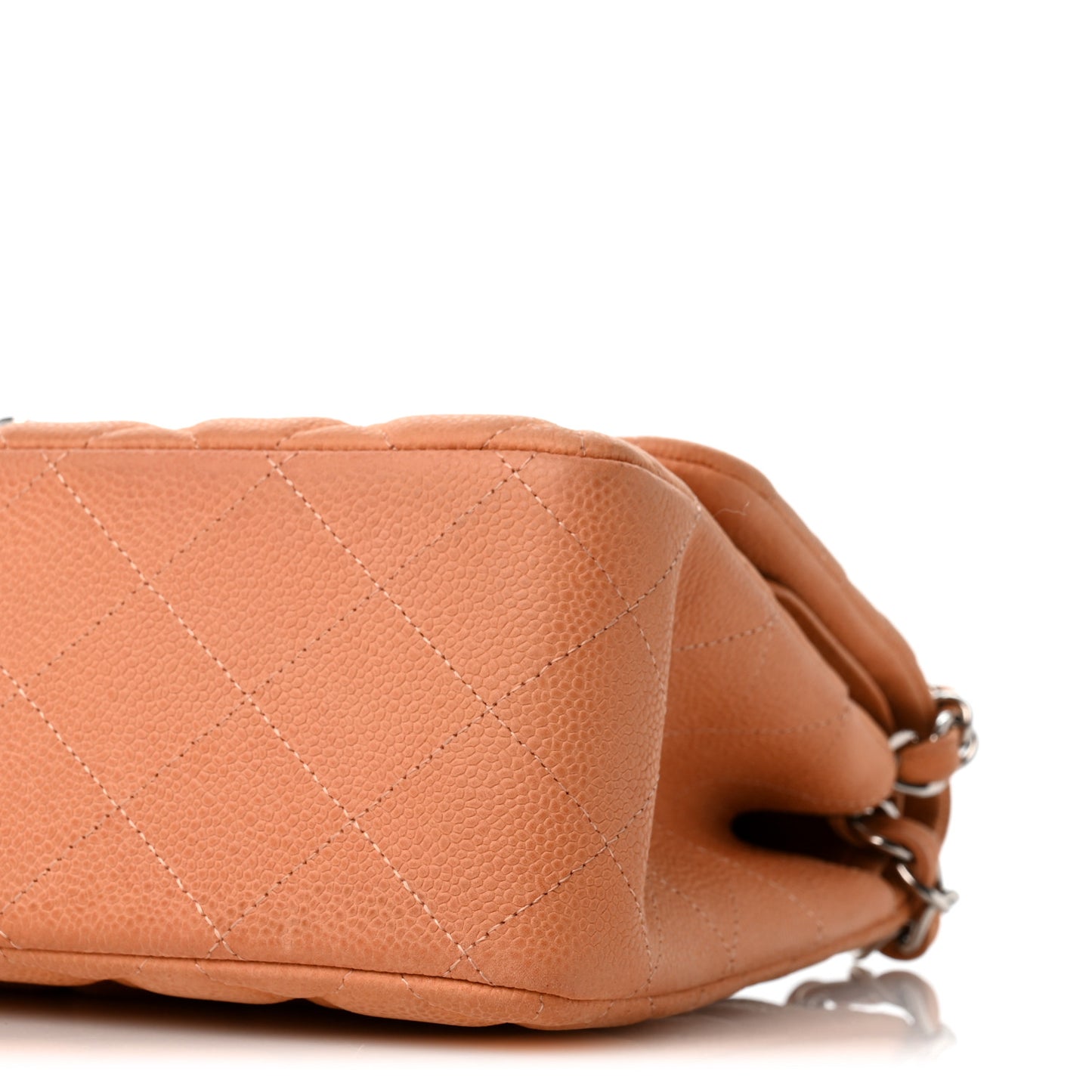 Iridescent Caviar Quilted Jumbo Double Flap Dark Beige