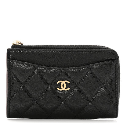 Chanel Caviar Quilted CC Zip Around Card Holder Black 1 of 8