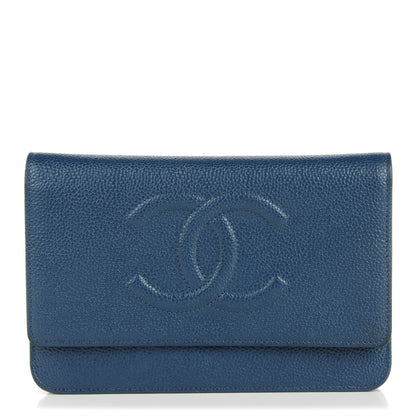 Chanel Caviar Timeless CC Wallet On Chain WOC Dark Blue 1 of 7