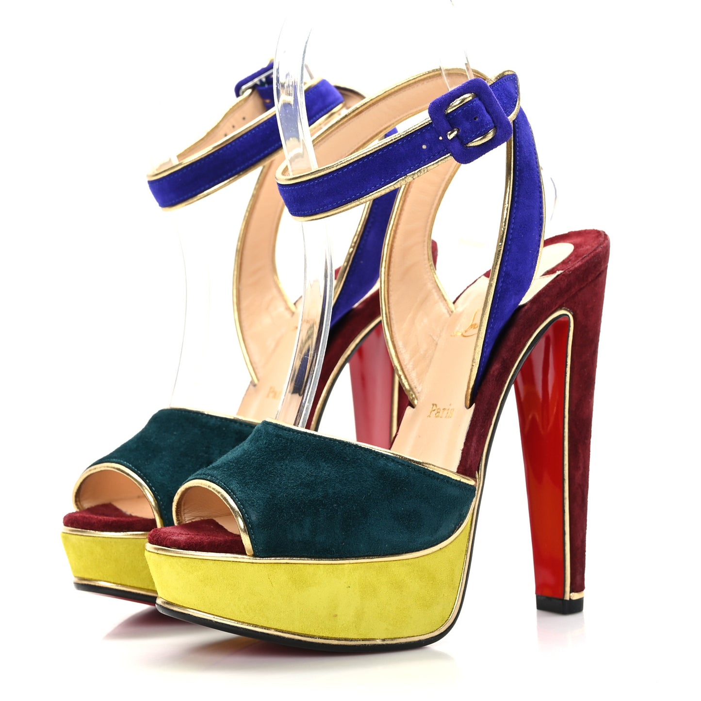 Veau Velours Plaform Sandals 35.5 Gold Multicolor