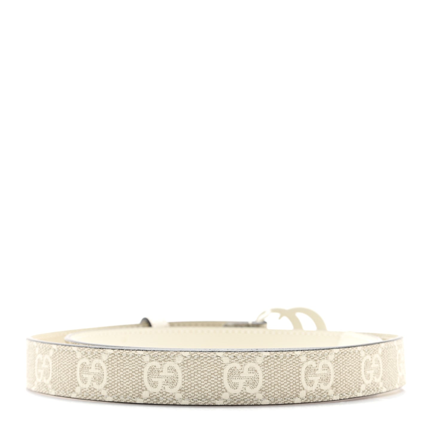 GG Supreme Monogram Plutone Calfskin Enamel Double G 20mm Belt 75 30 Beige Ebony Mystic White