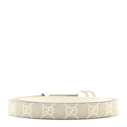 Gucci GG Supreme Monogram Plutone Calfskin Enamel Double G 20mm Belt 75 30 Beige Ebony Mystic White 2 of 4